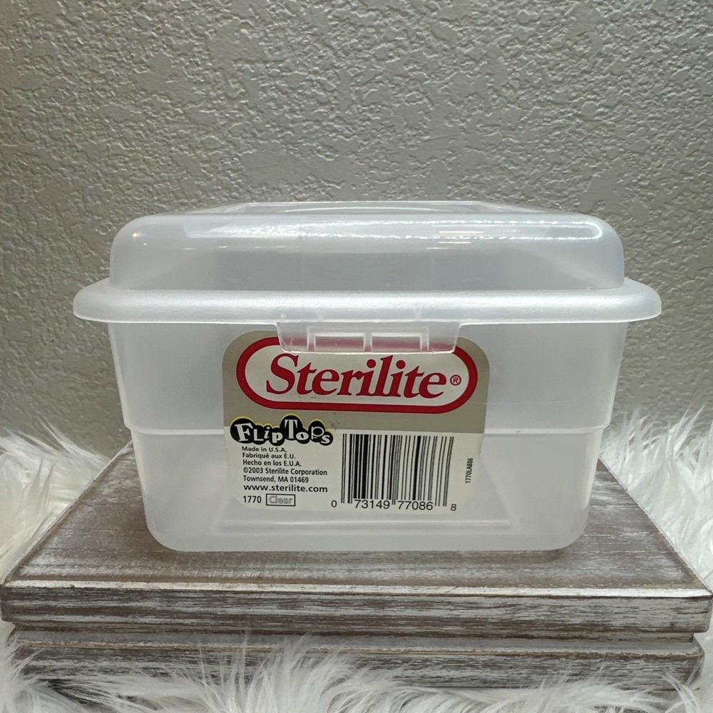 $18 🌙 VTG‎ Sterilite 1700 Flip Tops Clear Hinged Storage Box 7"x6"x4.5" 2003